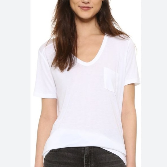 T by Alexander Wang Tops - T BY ALEXANDER WANG EUC U Neck Pocket Classic Tee Shirt T Black XS Rayon Basic